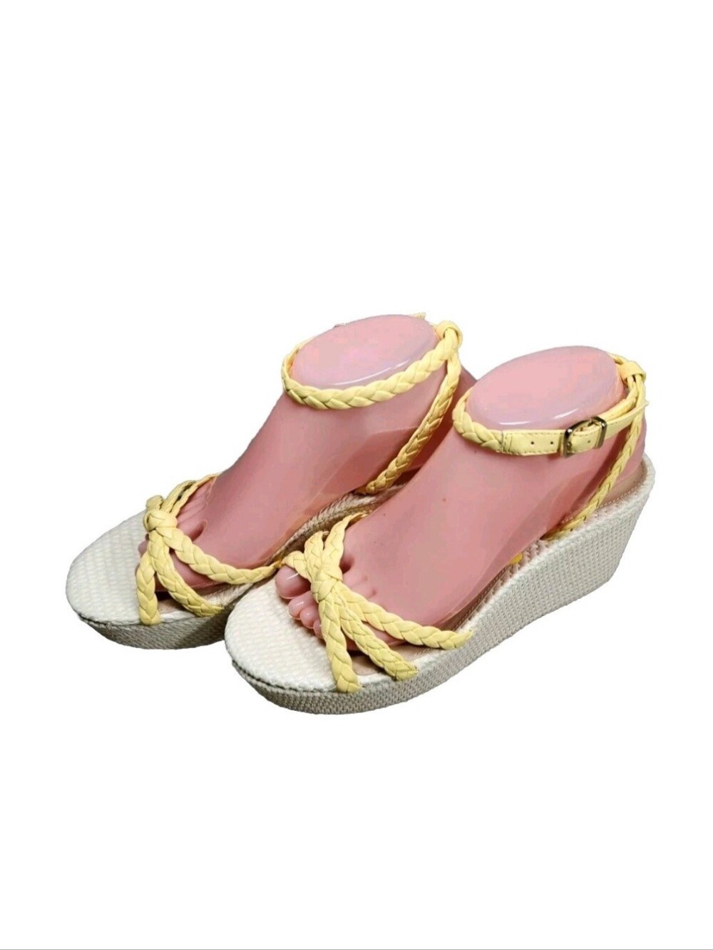 Antonio Melani Women's Size 9.5 M Platform Wedge Yellow Leather Ankle Strap 145 - Picture 4 of 7